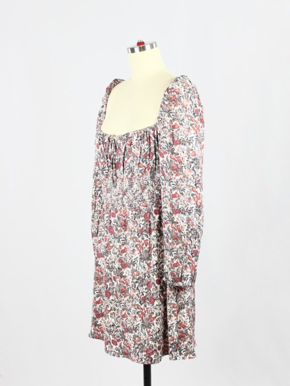 Aritzia SUNDAY BEST Arden Floral Crepe Square Neck Smocked Mini Dress, Size L - Picture 4 of 15